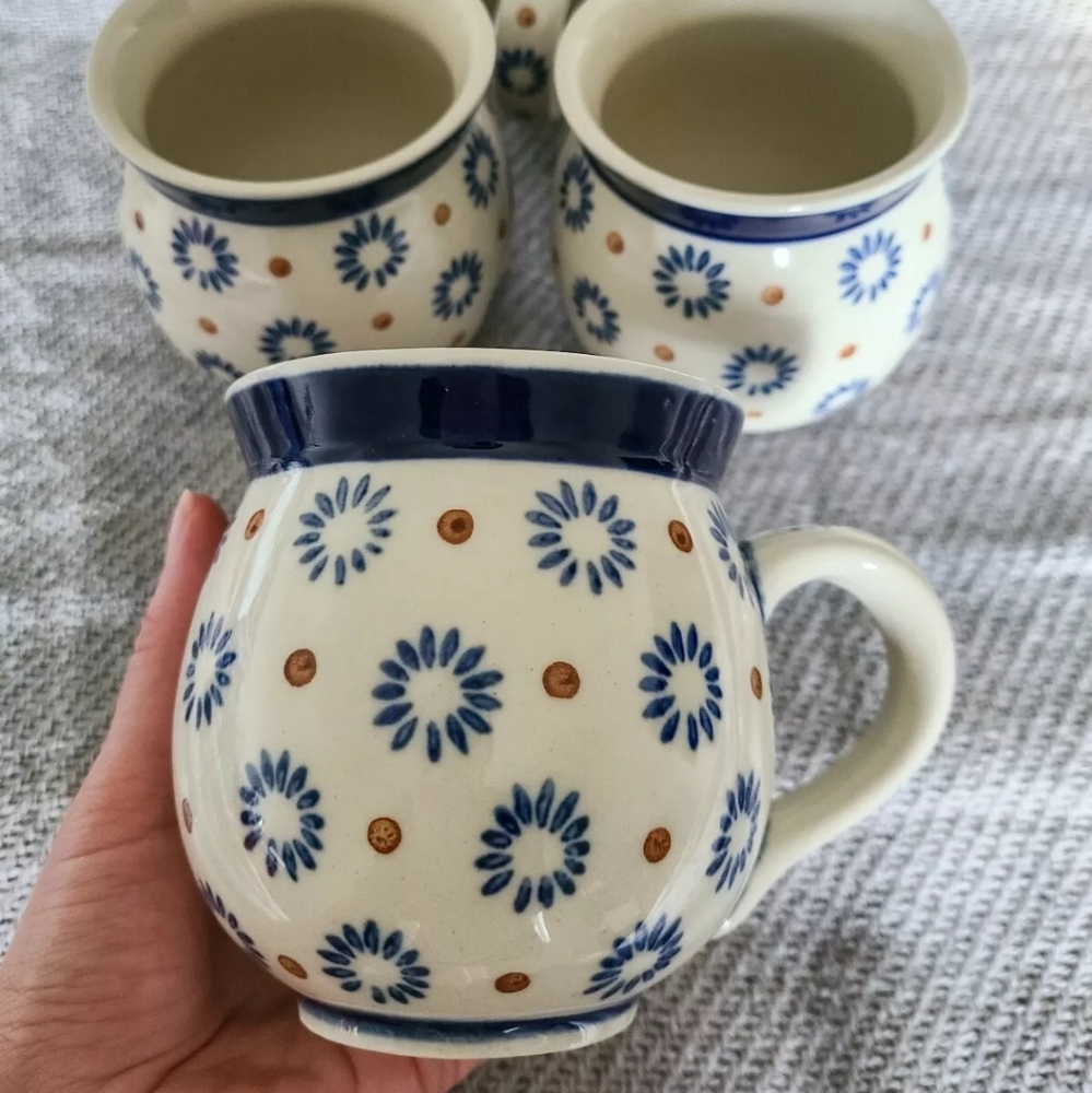 Polish Pottery Mug Set 20 Oz